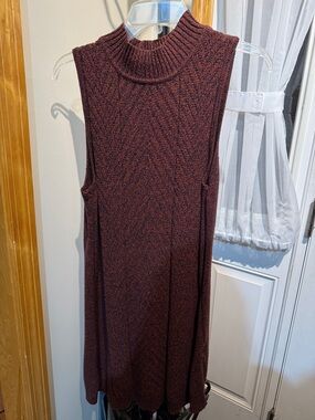 Style & Co. Sleeveless Knit Turtleneck Dress in Burgundy Heather